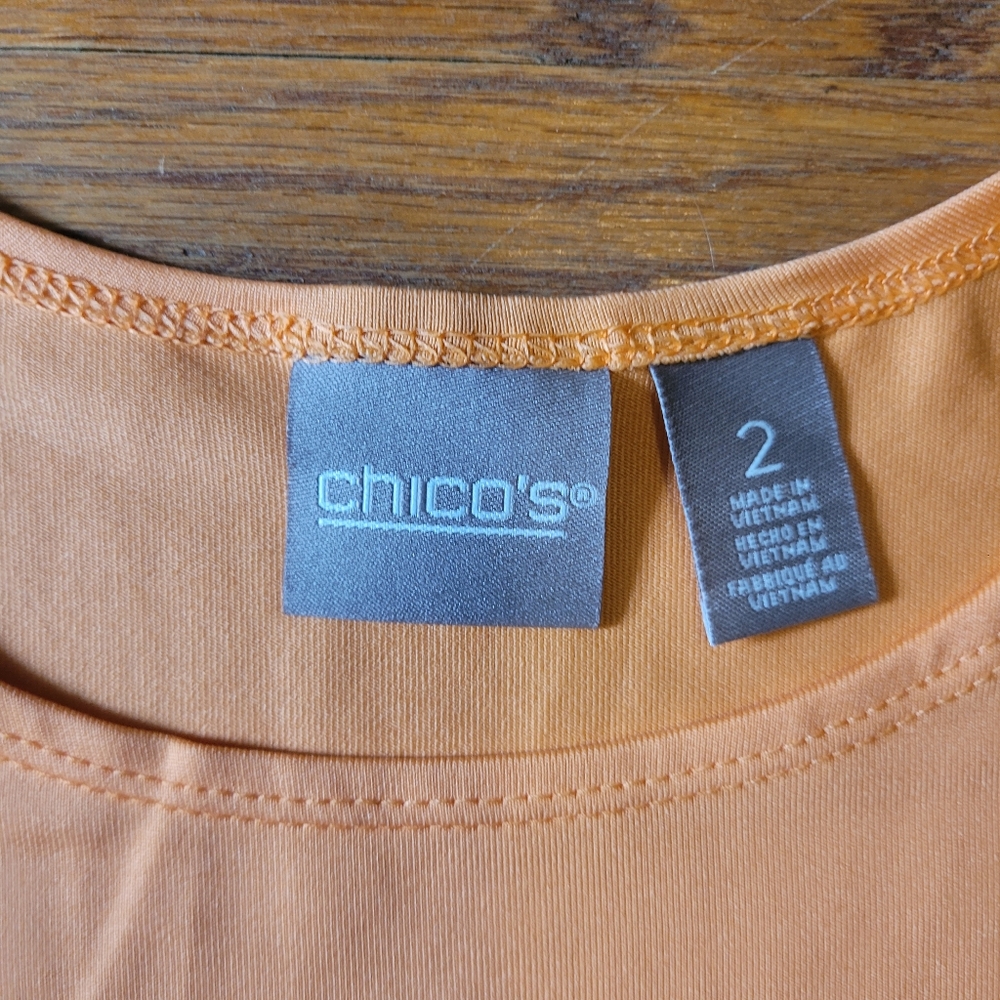 Chico's Womens Size 2 Large/12 Orange Tank Top Nylon Spandex Microfiber Scoop - Picture 2 of 7